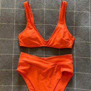 Aerie Plunge Bikini Top & Crossover High Cut Cheeky Bottom
